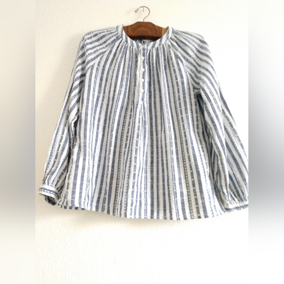 Sweet Time and Tru Peasant Blouse Shirt Blue White Embroidered Eyelet Medium - Picture 8 of 8